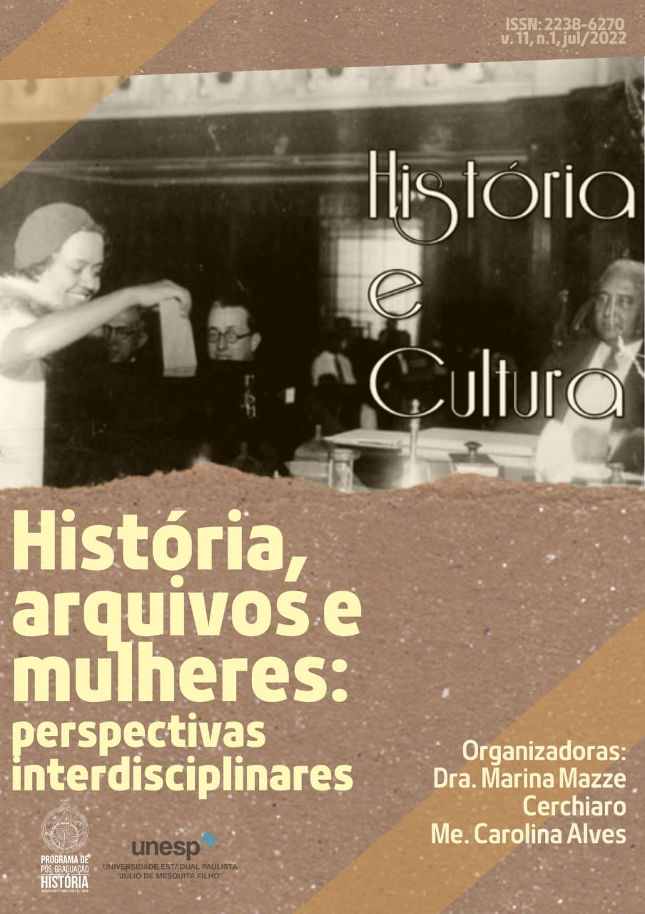 Capa da edição de julho da Revista História e Cultura sobre História, Arquivos e Mulheres